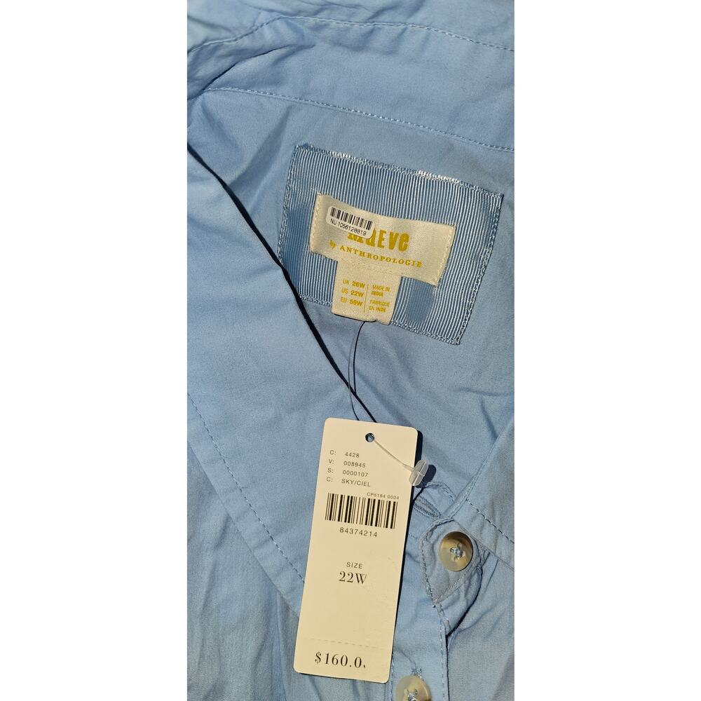 New Anthropologie Maeve Asymmetrical Sleeveless Shirt Dress $160 22W Sky - Blue - Picture 5 of 5